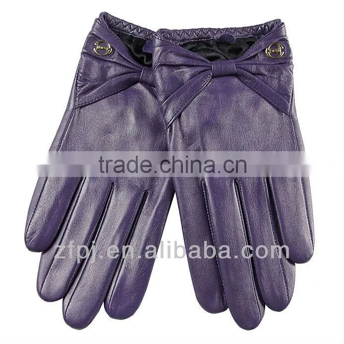 fashion ladies leather purple gloves