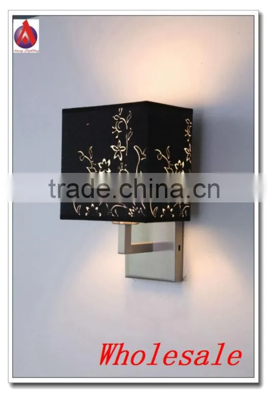 fabric wall lighting with printed pattern black shade