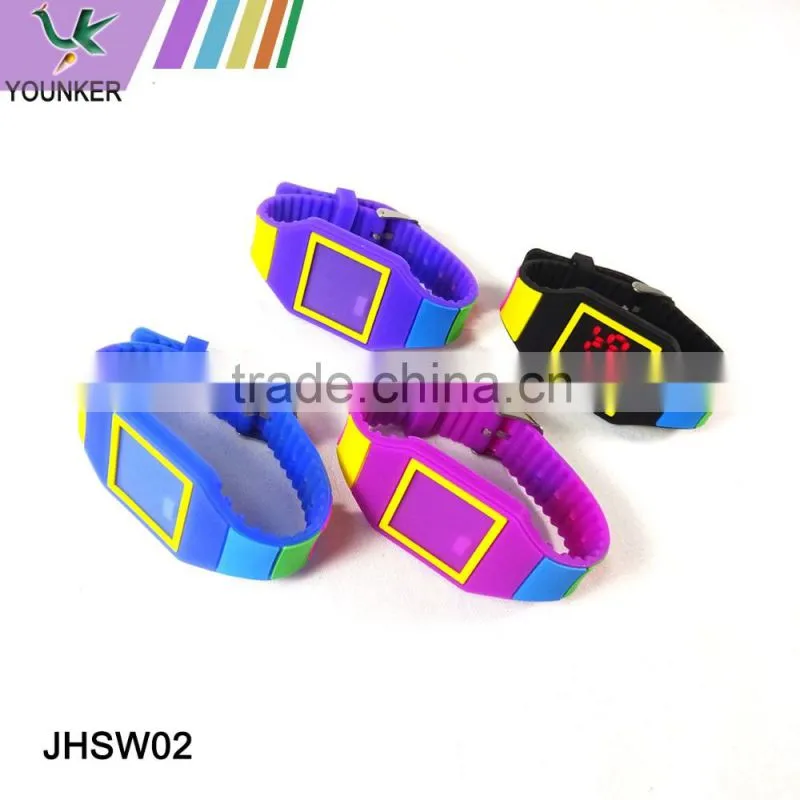 2016 Fashion Touch Screen LED Silicone Watch, Rainbow Band Led Silicone Watch
