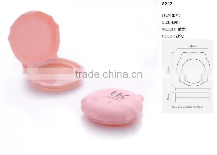 Custom Cute Pink Cat Shape Empty Blush Compact Powder Case