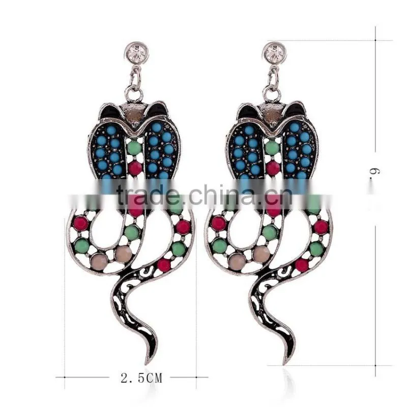 2016 new design wholesale cute animal snake drop earrings for free sample
