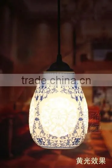 Vintage LED Pendant Light Blue White Porcelain Chandelier Star Jingdezhen Ceramic Loft Coffee Bar Restaurant Kitchen Lights