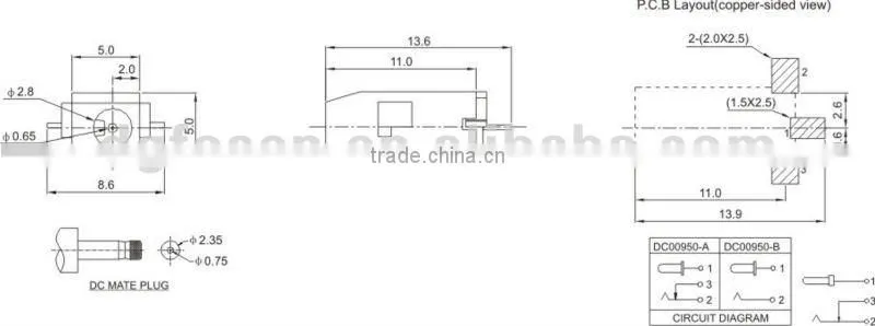 mini power socket / dc power socket / dc power jack