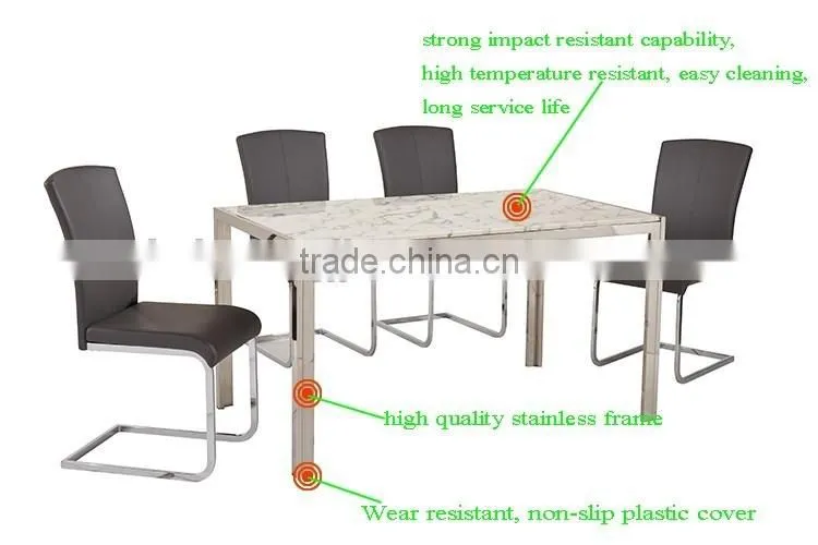 Hot! 1+8 table and chairs no folding heavy-duty modern black tempered glass dining table set