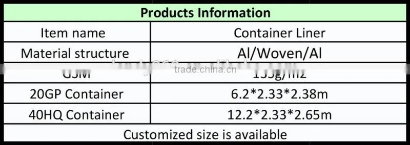 container liner, thermal insulation container liner, bulk container liner bag