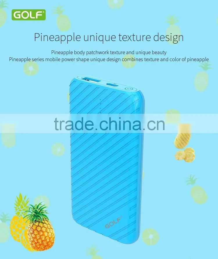 2016 Alibaba Pineapple Model Customized LOGO Portable Mobile Power Bank 4000mAh with led power bank