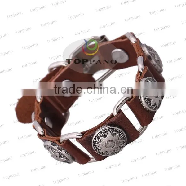 new fashion vintage genuine leather bracelet punk style fashion alloy rivet leather bracelet