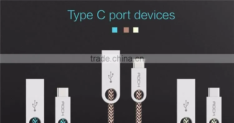 ROCK Cobblestone Type C Round Cable for Huawei xiaomi meizu 2.0A type C to USB Charging nylon metal cables