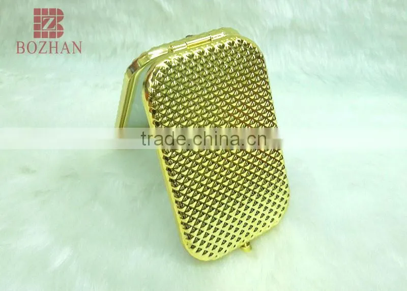 Metal souvenir gold swan rhinestone mirror/antique gold swan makeup mirror/promotional gift gold swan compact mirror