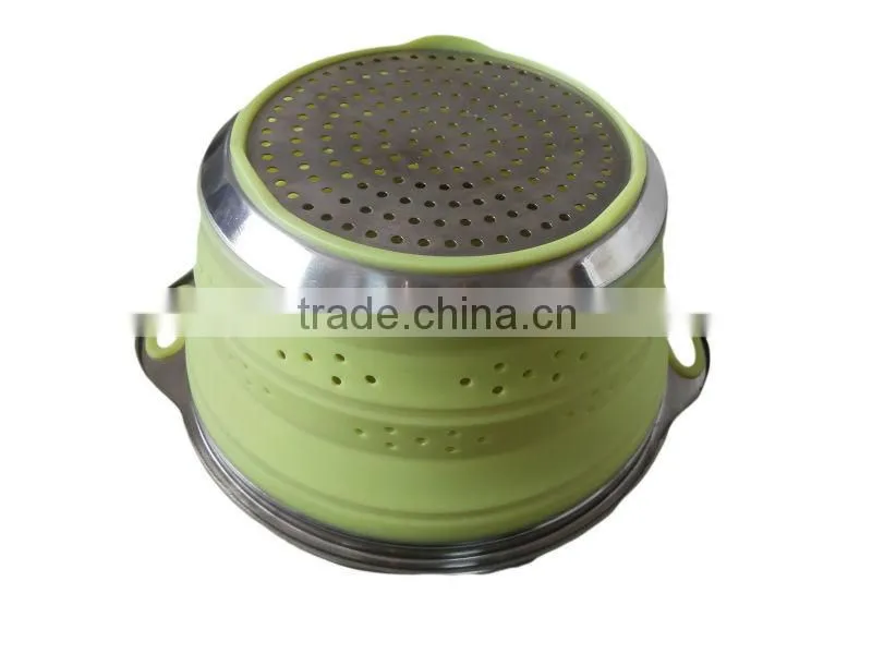 Best Selling Stainless Steel Silicone Foldable Colanders