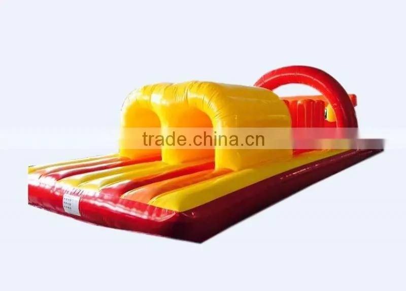 commercial giant inflatable obstacle course 6mLx3.3mWx2.8mH PVC material red yellow for sale