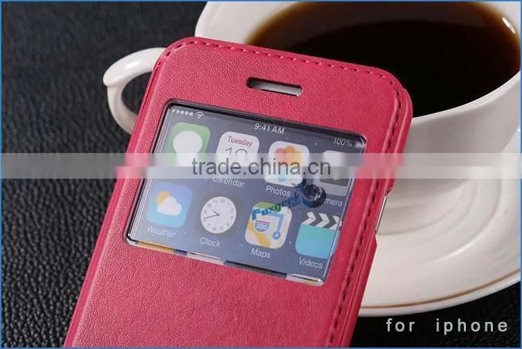 hot new products for 2015 wholesale for iphone case , leather case for iphone 6 with double window