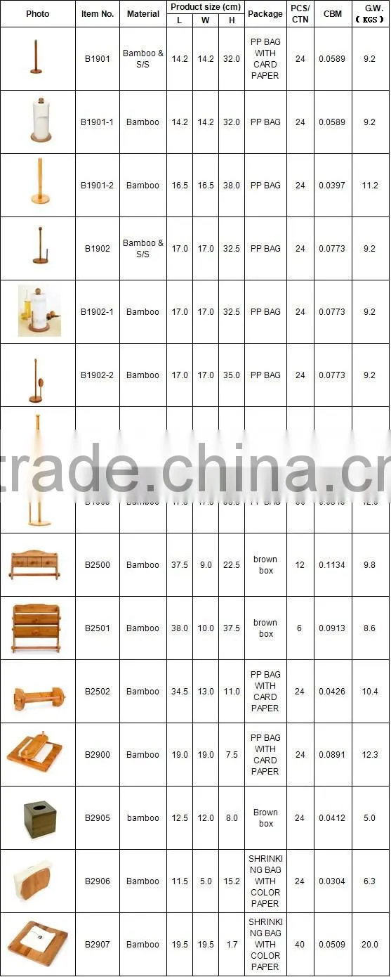 BSCI factory High quality bamboo wood Kitchen roll holder, roll holder wholesale