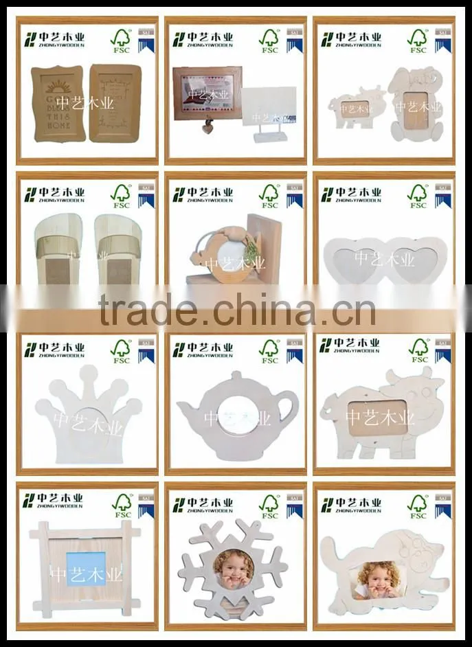 2015 year hot sell FSC wall hanging decorative pictures wooden photo frame with cheap price