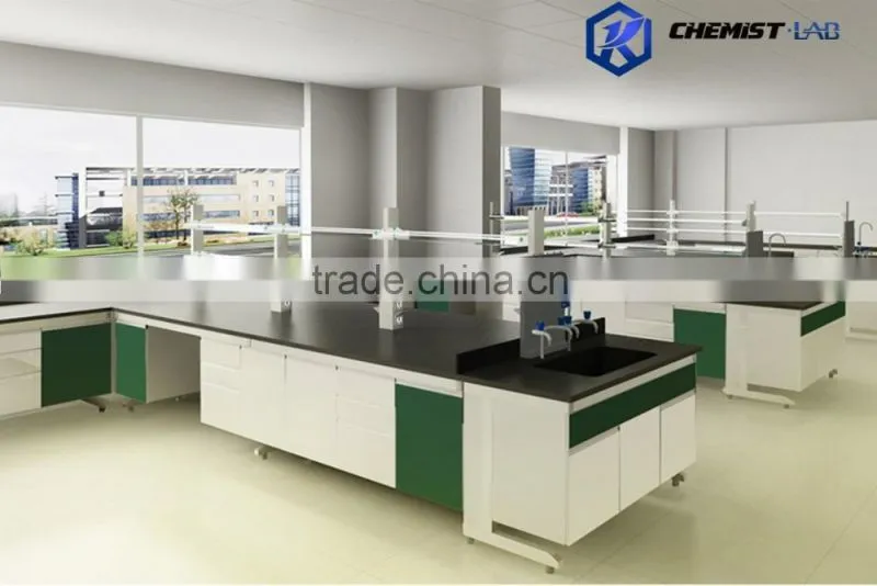 wall mounte all steel lab side table with sink & full height drawers in chemistry laboratory