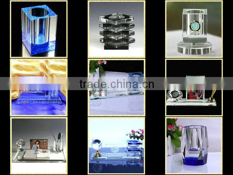Exquisite Clear Crystal Office Desktop Set With Horse Head Figurines