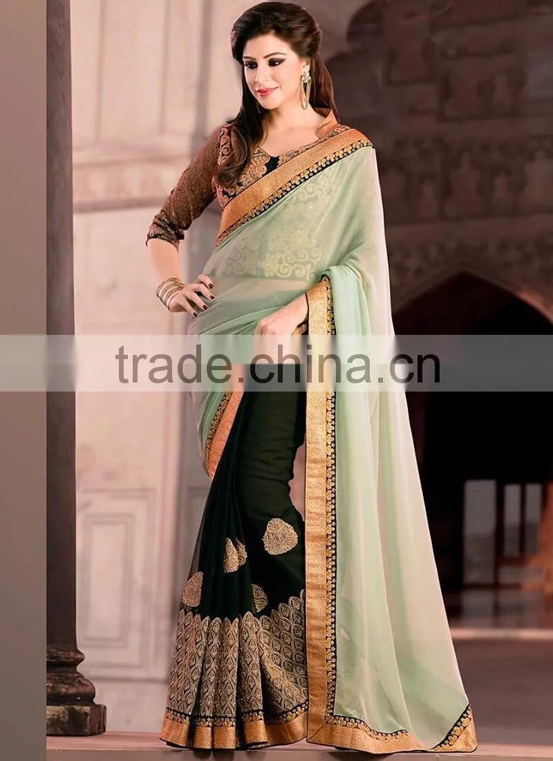 Pink Georgette On Net Lehenga Saree