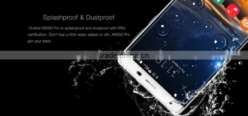 Oukitel K6000 Pro 6000mAh 5.5 inch 2.5D Arc Dragontrail Glass Screen Android 6.0 MTK6753 64bit Octa Core 3GB RAM 32GB ROM