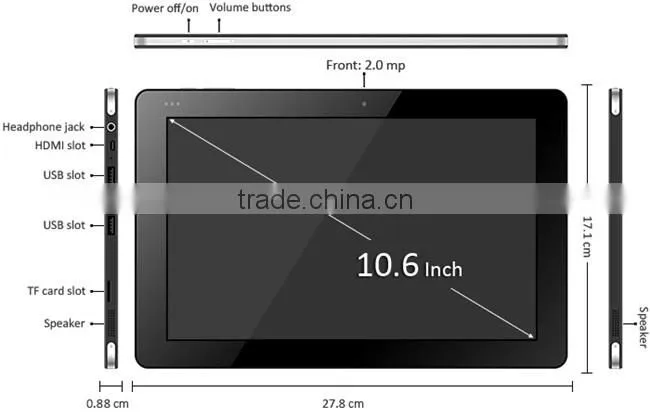 CHUWI Vi10 Ultimate 10.6" Win10 Tablet PC Intel Z8300 Bluetooth 2GB 64GB Black