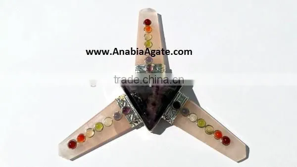 Rose Quartz Flat Stick Chakra Gemstone Energy Generator : Gemstone Amethyst Tetrahedron