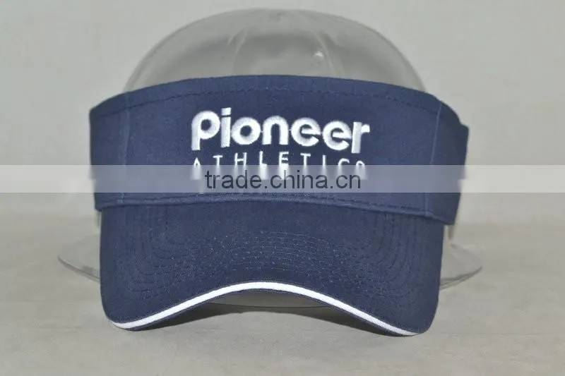 Guangzhou hat factory professional custom 100% cotton/dark blue/sun visor