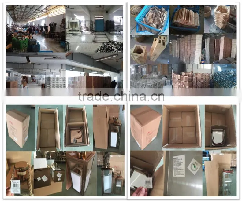 Cheap wooden lantern with metal top white color