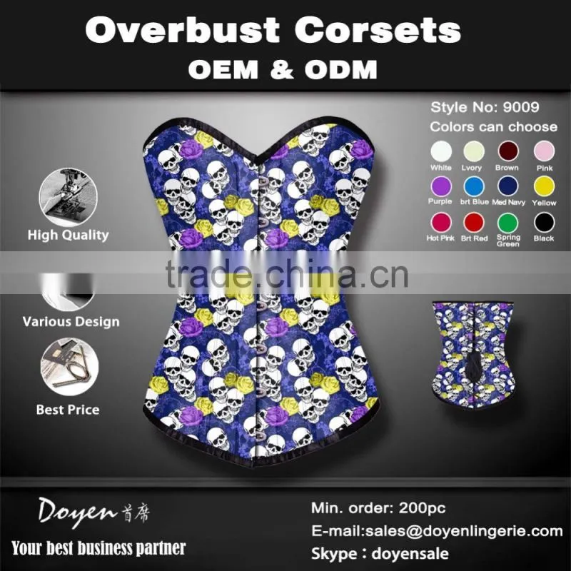 China wholesale Factory price women steampunk corset skull print waist training