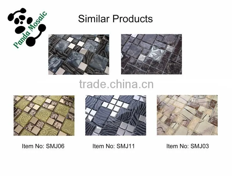 SMJ09 beauty strip mosaic crystal glass mosaic design mixed silver metallic mosaic art decorative mosaic