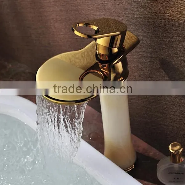 Shocking price unique Lead free brass bathroom basin waterfall faucet, deltar faucet brands