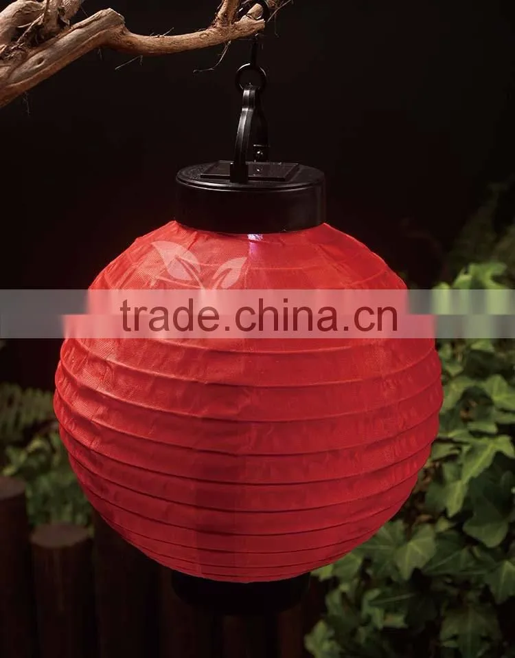 traditional red paper lantern outdoor garden solar pathway led hanging light