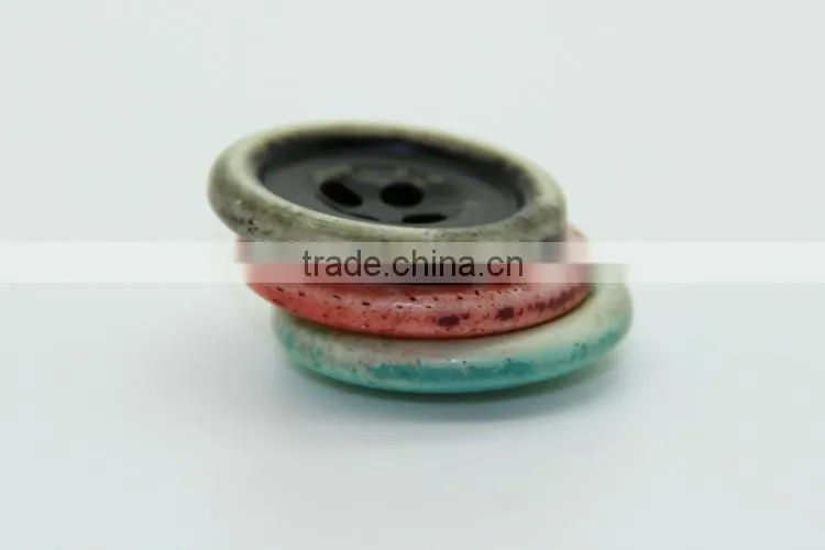 Fancy High Quality Tumbling Grey, Red, Blue Bone Buttons
