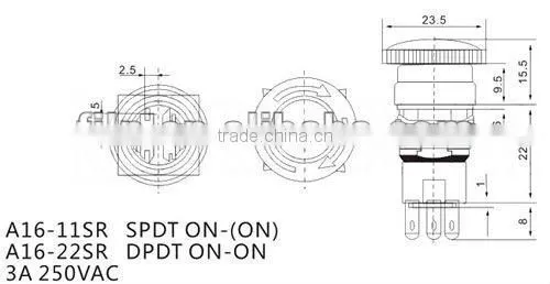 YL6-114 22mm mini push button switch latching