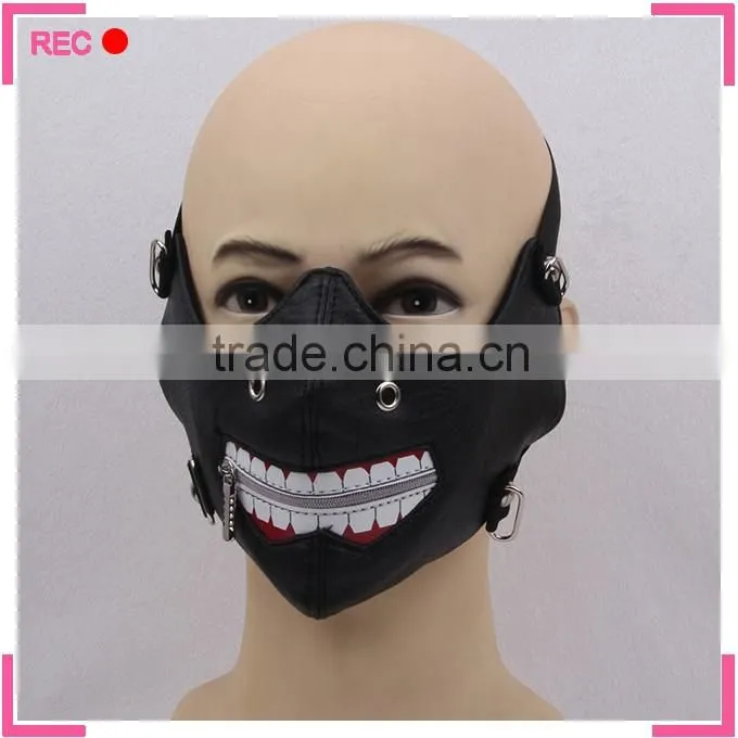 Leather mask with zipper, for party custom mask maker