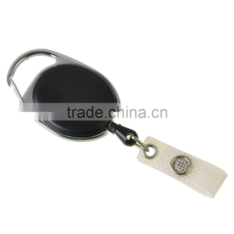 10 x Black PC Carabiner Style Retractable Key ID Card Badge Key Reel Holder Clip