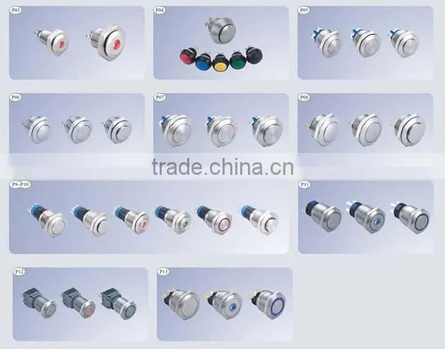 Hot sale JS16F ROHS 16mm flat round IP65 momentary screw terminal 2A/36VDC push button switch arcade push button