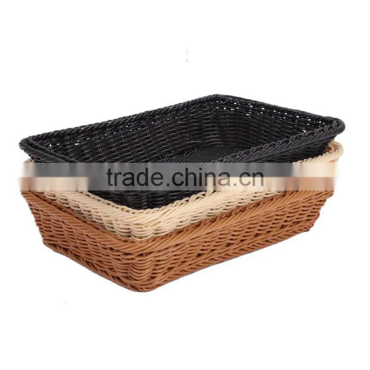 Cheap wholesale large size bread dispaly basket PE wicker hand weave bakery baskets