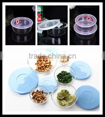 four side lock Pyrex glass food container with airtight lid