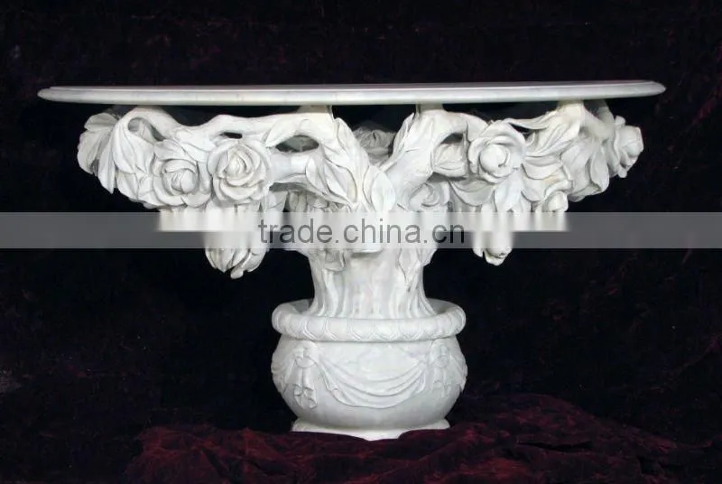 Rose Vine Designed White Marble Table