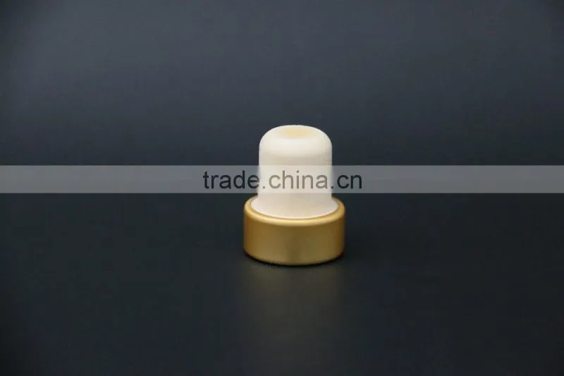 Gold aluminum cap with synthestic cork wine bottle stopper manufacturer