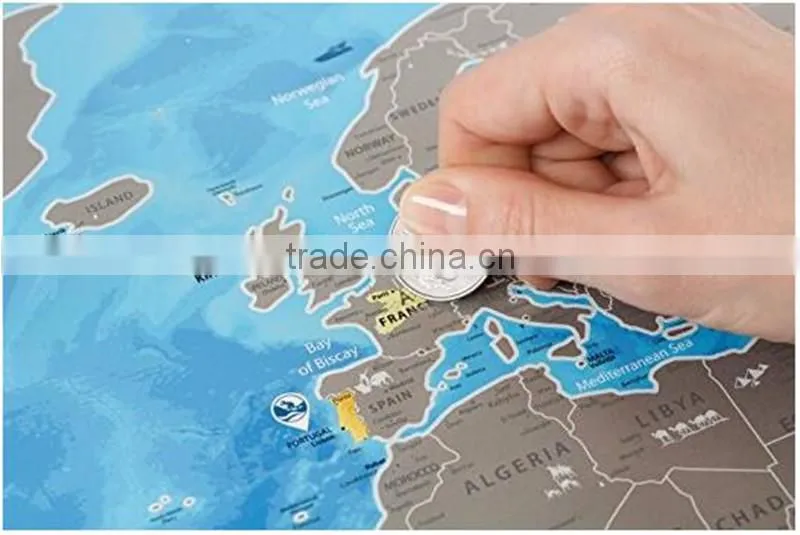 Detailed World Map with Scratch off Stickers Large Size and Tube Packaging AMA-08
