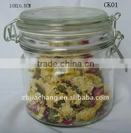 air-tight mini cylinder glass storage jar with metal clip top