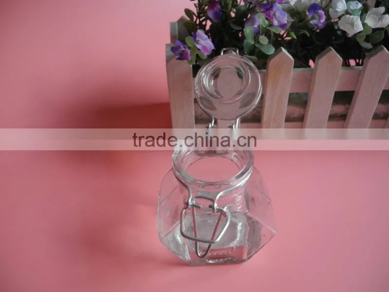 high-end glass latch lid spice jar with ceramic lid