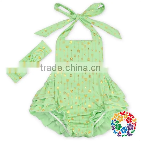 mint cotton baby toddler ruffle icing romper