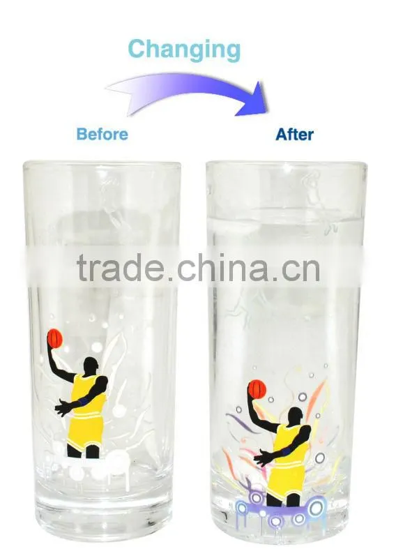 2016 New Item Cheap Price change color glass cup