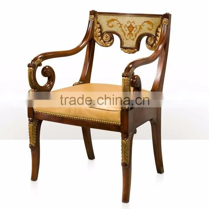 Nice Designed Classic European Solid Wood Carving Golden Royal Chair with Chinoiserie Influenced BF12-04264a