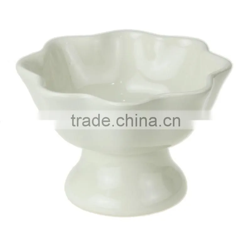 4.3" blue color ceramic flower shape bowl for ice cream
