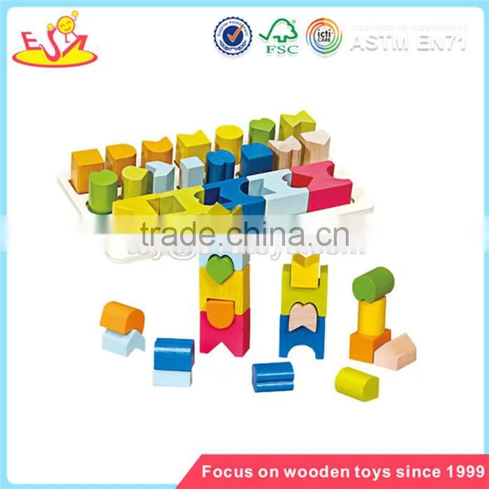 Wholesale hot wooden stacking puzzle blocks toy colorful wooden stacking puzzle blocks toy W13A017