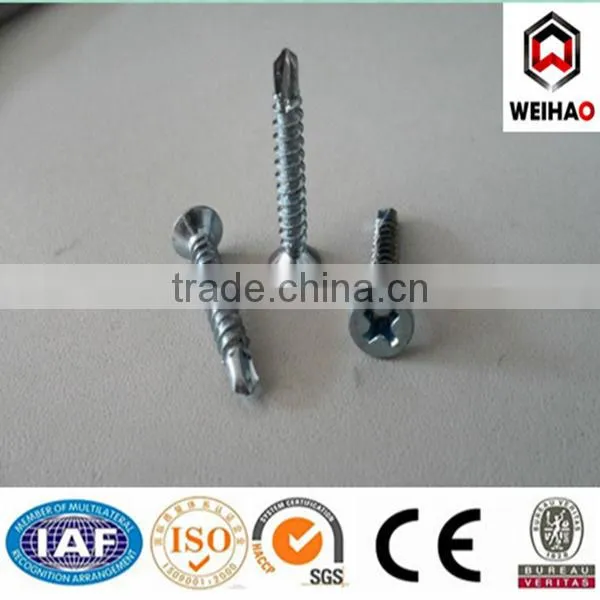 Philips countersunk head self-drilling screw with tapping screw