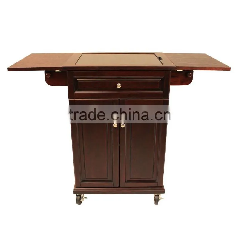 High Quality Mobile Bamboo Buffet Trolley