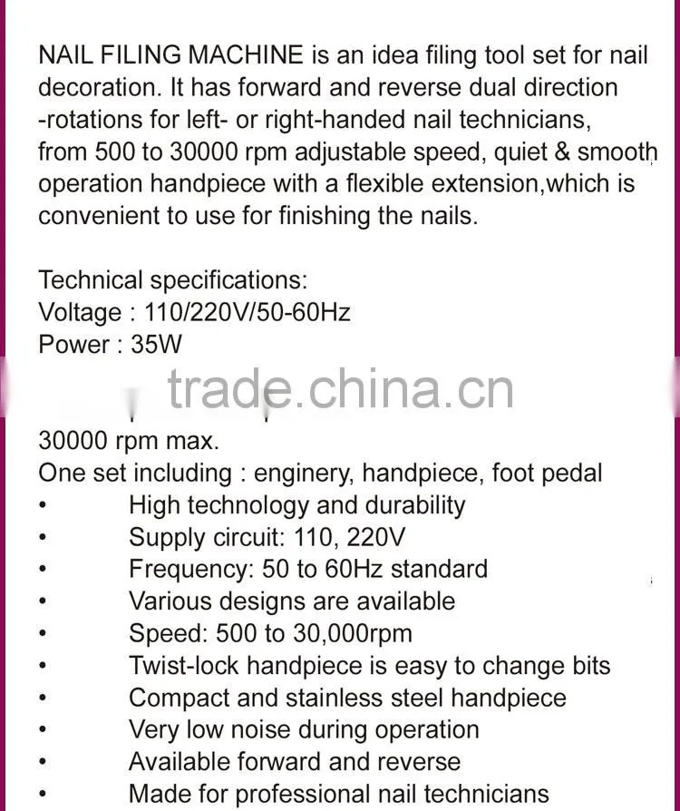 Professional best seller manicure filing machine for Salon